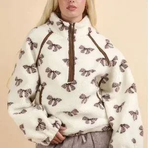 Cream and Brown Teddy Jacket